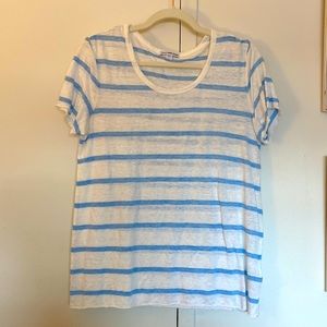 James Perse Blue and White Striped Tee